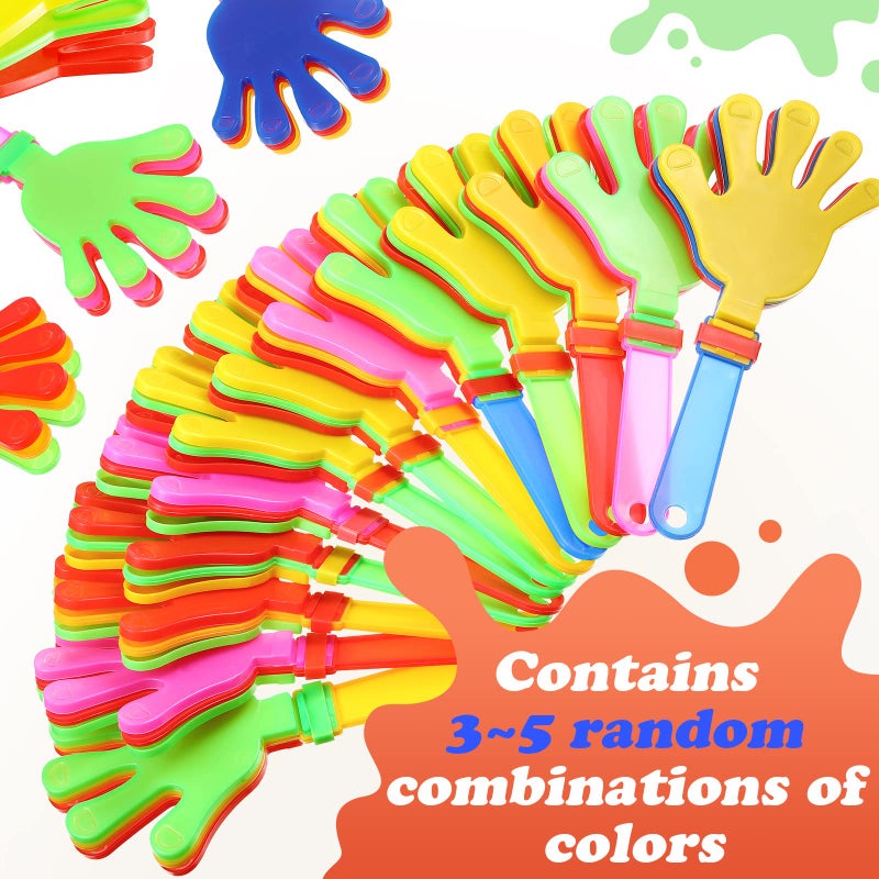 Sratte 80 Pcs 9.5 Inch Hand Clappers Noisemakers Bulk Clappers Noisemakers Party Favors Mini Hand Clappers Plastic Noise Makers for Sporting Events Fiesta Birthday Game Rewards Cheers Supplies - Image 3